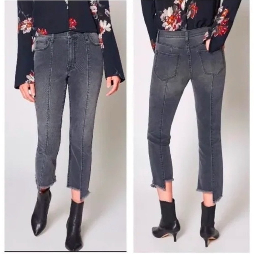 Joie Hazelle Distressed Asymmetric Jeans Washed Onyx NWT - Picture 1 of 5